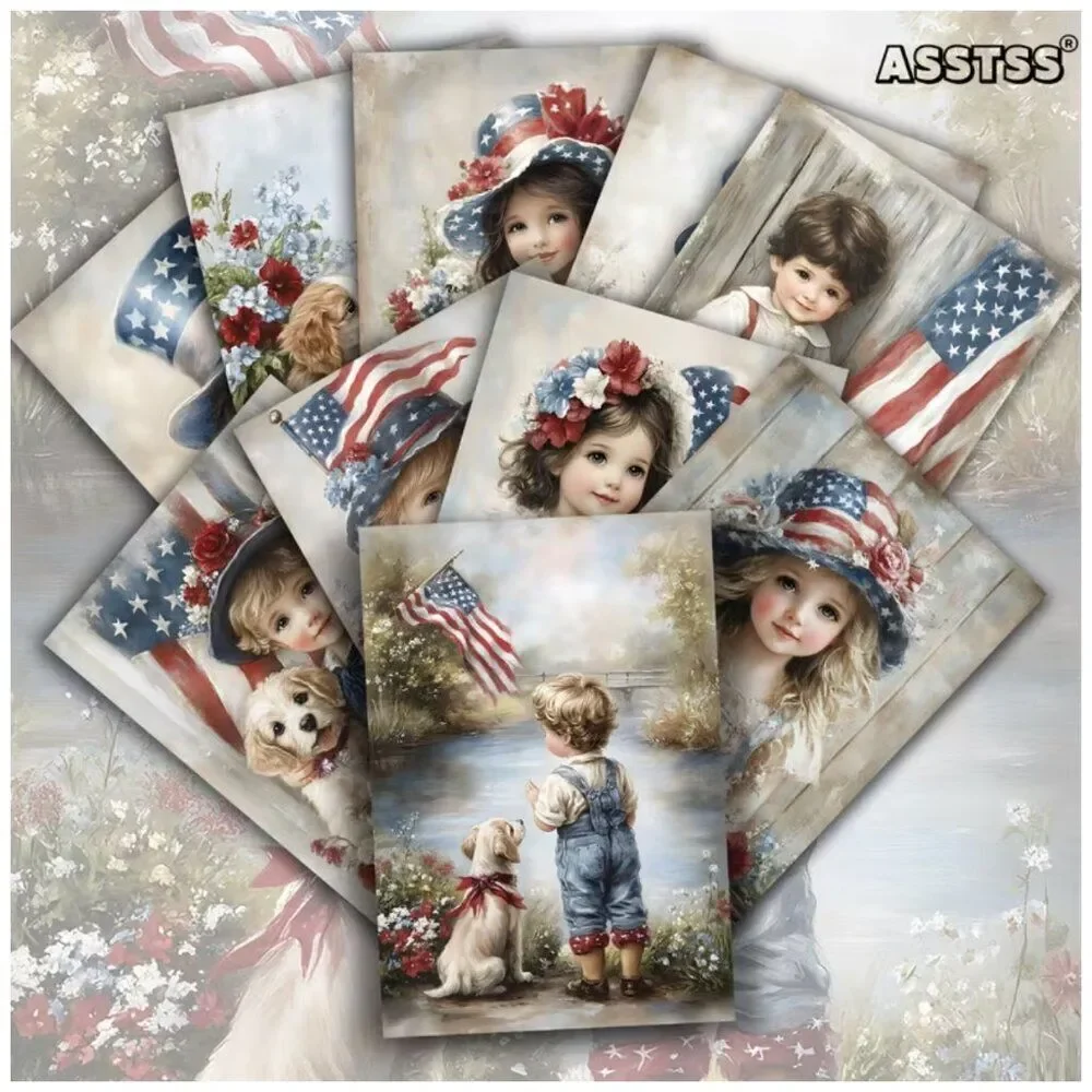 NWT 20pc Vintage Patriotic Scrapbook Paper 4th of July Junk Journal Art Crafts